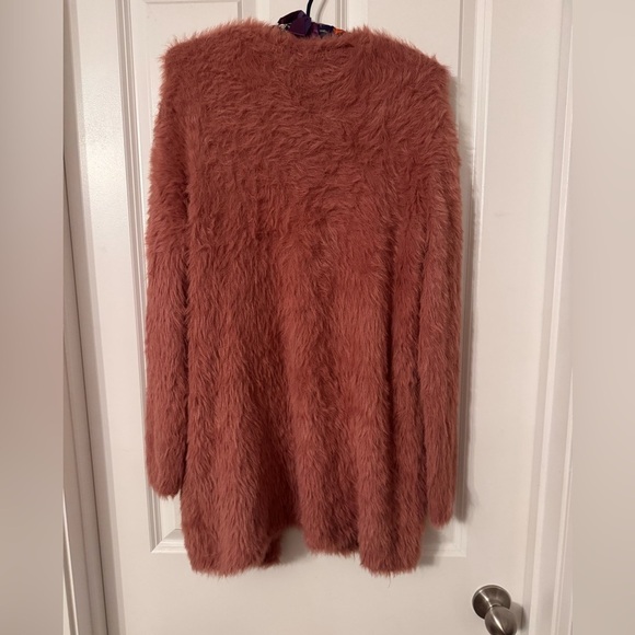 Free People Fuzzy Cardigan in dusty mauve pink XS sweater eyelash furry A00153 - Picture 5 of 7